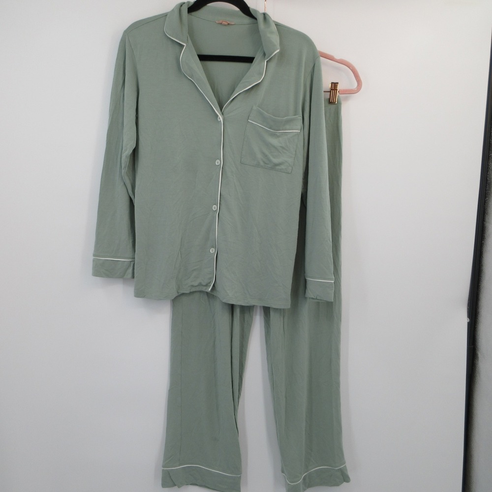 Eberjey Gisele Pajama Set Sage Green Modal Long Sleeve Button Down XXS